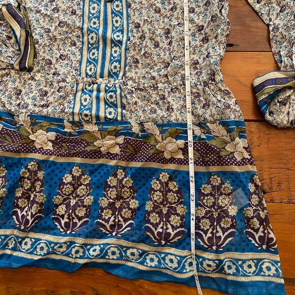 LUCKY BRAND SEMI-SHEER BOHO BLOUSE, TUNIC SZ MED, LIKE NEW - Picture 7 of 8